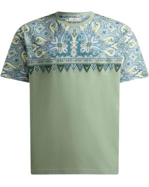 Etro Paisley Panel T-Shirt - Green