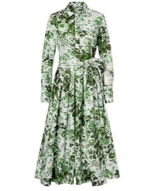 Erdem Floral Cotton Shirt Dress - Green