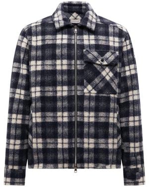 Moncler Logo Patch Zip-Up Jacket - Blue