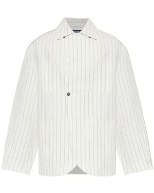 Jacquemus Striped Collared Jacket - White