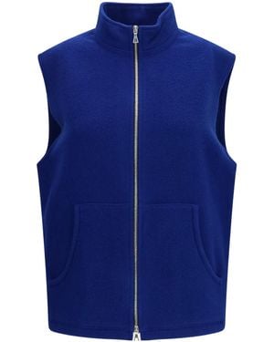 Rier Zip-Up Stand Collar Vest - Blue