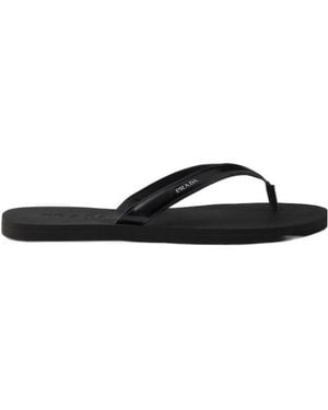 Prada Logo-Detailed Flip Flops - Black