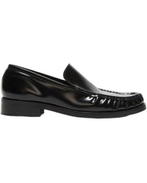 Acne Studios Logo Detailed Round Toe Loafers - Black
