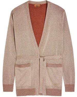 Missoni Belted Lamé Knit Cardigan - Brown