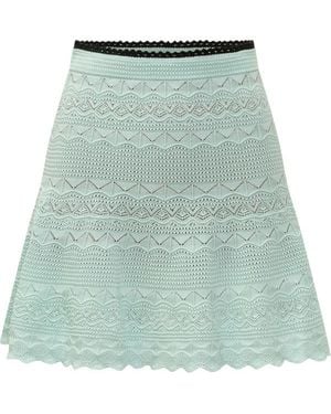 Self-Portrait Pointelle Mini Skirt - Green
