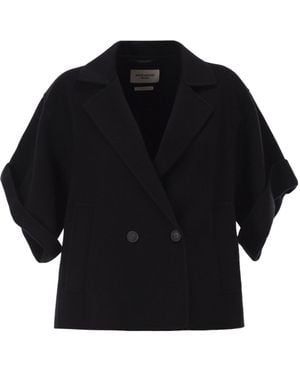 Weekend by Maxmara Short Wool Broadcloth Coat - Black