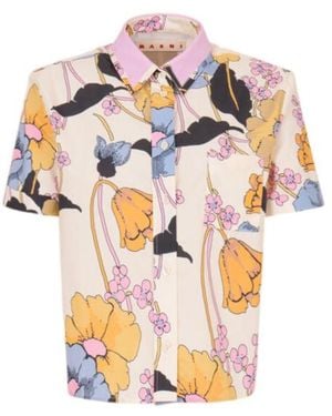 Marni Floral Print Short-Sleeve Shirt - White
