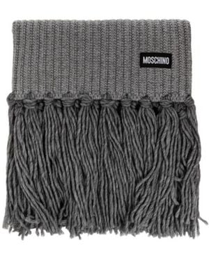 Moschino Ribbed Fringed Scarf - Gray