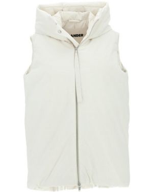 Jil Sander Zipped Hooded Down Gilet - White