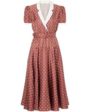 Rodarte Polka-Dot Crepe-Trimmed Midi Dress - Red