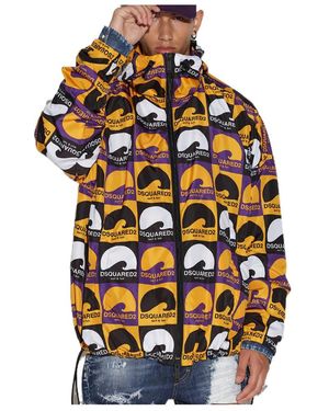 DSquared² All-Over Printed Zip-Up Hooded Jacket - Grey