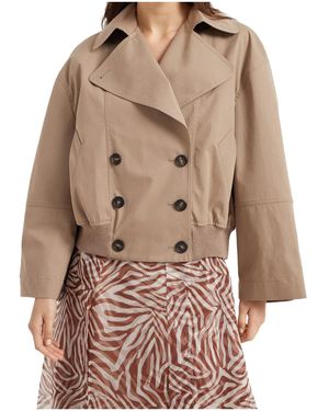 Brunello Cucinelli Panama Cropped Pea Coat - Brown