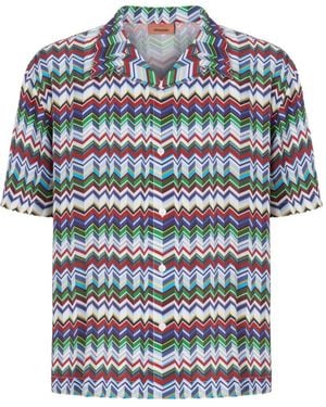 Missoni Zig-Zag Button-Down Shirt - Blue