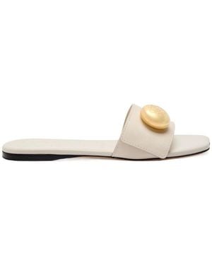 Loewe Pebble Logo Leather Sliders - White