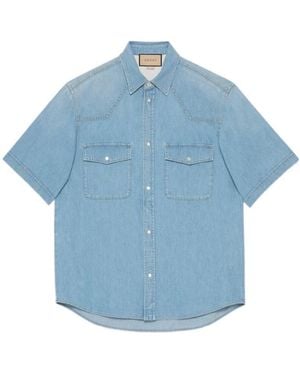 Gucci Add Timeless Elegance To Any Look With This Classic Denim Shirt - Blue