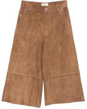 Ami Paris Suede Side-Pocket Trousers - Brown