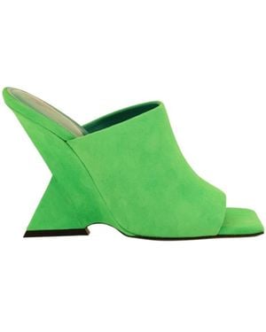 The Attico The Cheope Logo Printed Mules - Green