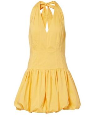 Jonathan Simkhai Brooke Gathered Cotton-Blend Minidress - Yellow