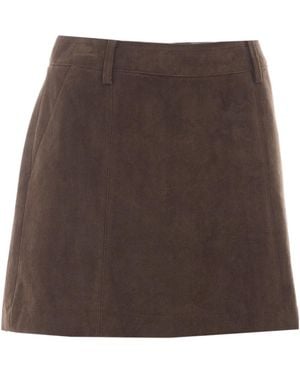 DUNST Suede-Effect Mini Skirt - Brown