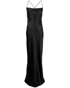 Saint Laurent Spaghetti Strap Open Back Maxi Dress - Black