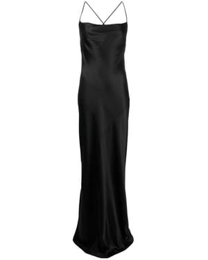 Saint Laurent Spaghetti Strap Open Back Maxi Dress - Black