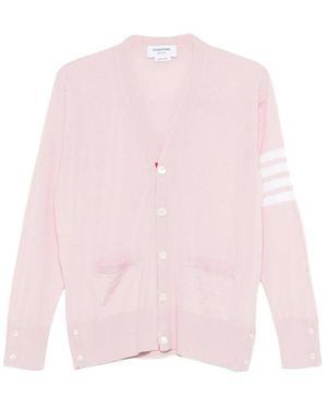 Thom Browne 4-Bar V-Neck Knitted Cardigan - Pink