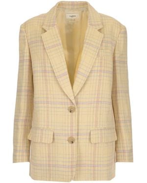 Isabel Marant Plaid Long-Sleeved Suit Coat - Natural