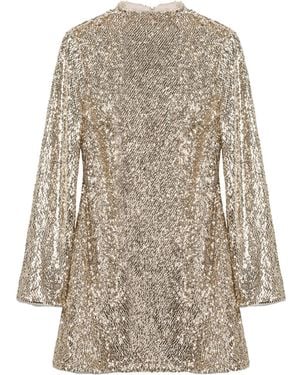 Jonathan Simkhai Opal Sequin Long-Sleeve Mini Dress - Natural