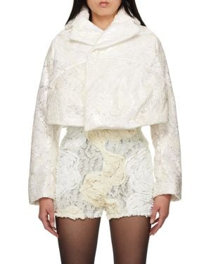 Comme des Garçons Lapel Lace Casual Jacket - White