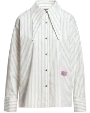 Essentiel Antwerp Pinstripe-Pattern Pointed-Collar Shirt - White
