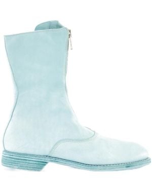 Guidi Front Zipper Design Middle Boot - Blue