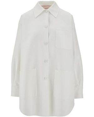 Valentino Oversized Buttoned Long-Sleeved Jacket - White