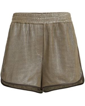 Brunello Cucinelli Sparkling Net Leather Shorts - Grey