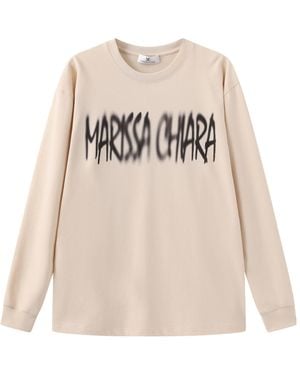 Marissa Chiara Long-Sleeved Logo T-Shirt - Natural
