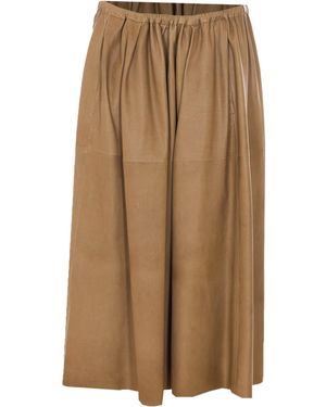 AURALEE Elastic Waist Midi Skirt - Natural