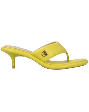 Pinko Love Birds-Plaque Sandals - Yellow