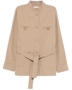 Yves Salomon Manteau Ceinturé À Boutonnière - Natural