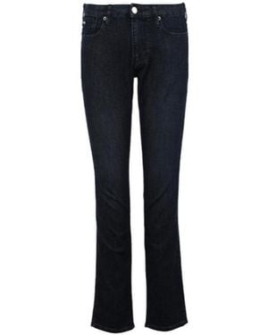 Emporio Armani Logo Embroidered Skinny Jeans - Blue