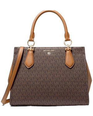 MICHAEL Michael Kors Michael Kors Monogram Printed Marilyn Satchel Bag - Brown