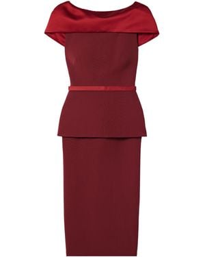 Safiyaa Rella Satin-Trimmed Crepe Midi Dress - Red