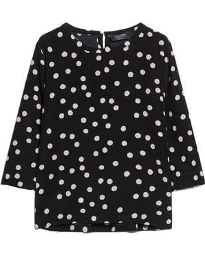 Max Mara 'S All-Over Dot Printed Crewneck Top - Black
