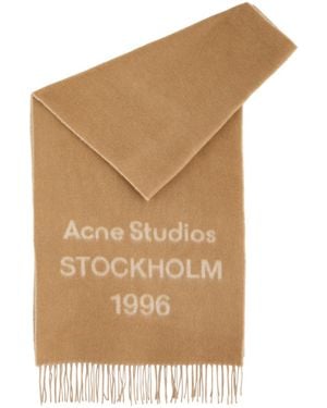 Acne Studios Logo-Intarsia Wool Scarf - Natural