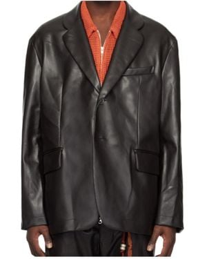 Song For The Mute Button Leather Jacket - Black