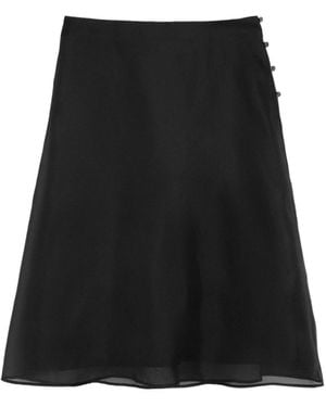 Ami Paris Midi Sheer A-Line Midi Skirt - Black