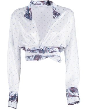 Mazzarelli Frida Damask-Print Silk Shirt - White
