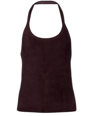 Stouls Cherry Halterneck Suede Top - Purple