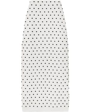 Carolina Herrera Crystal-Embellished Knitted Midi Skirt - White