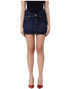 Jean Paul Gaultier The Curved Denim Mini Skirt - Blue