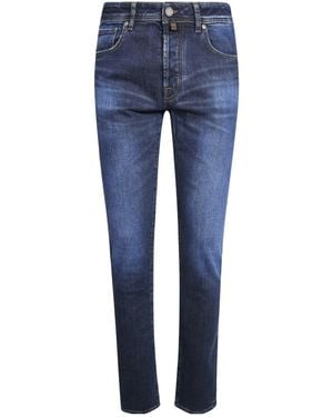 Jacob Cohen Logo Patch Slim Fit Jeans - Blue