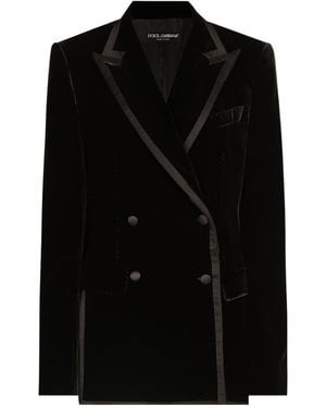 Dolce & Gabbana Double Breasted Velvet Blazer - Black